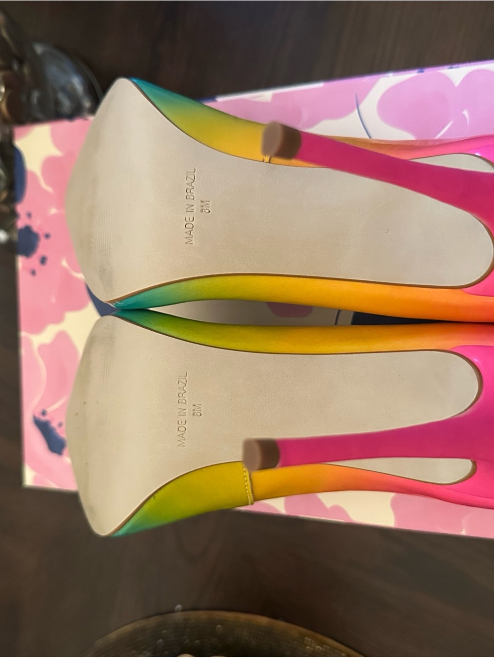 Slightly worn Size 8 Steve Madden Multicolor Pointed-Toe Stiletto - Teal Pink - Picture 7 of 9